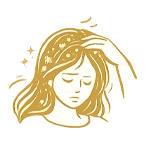 Visible flakes on hair and clothing